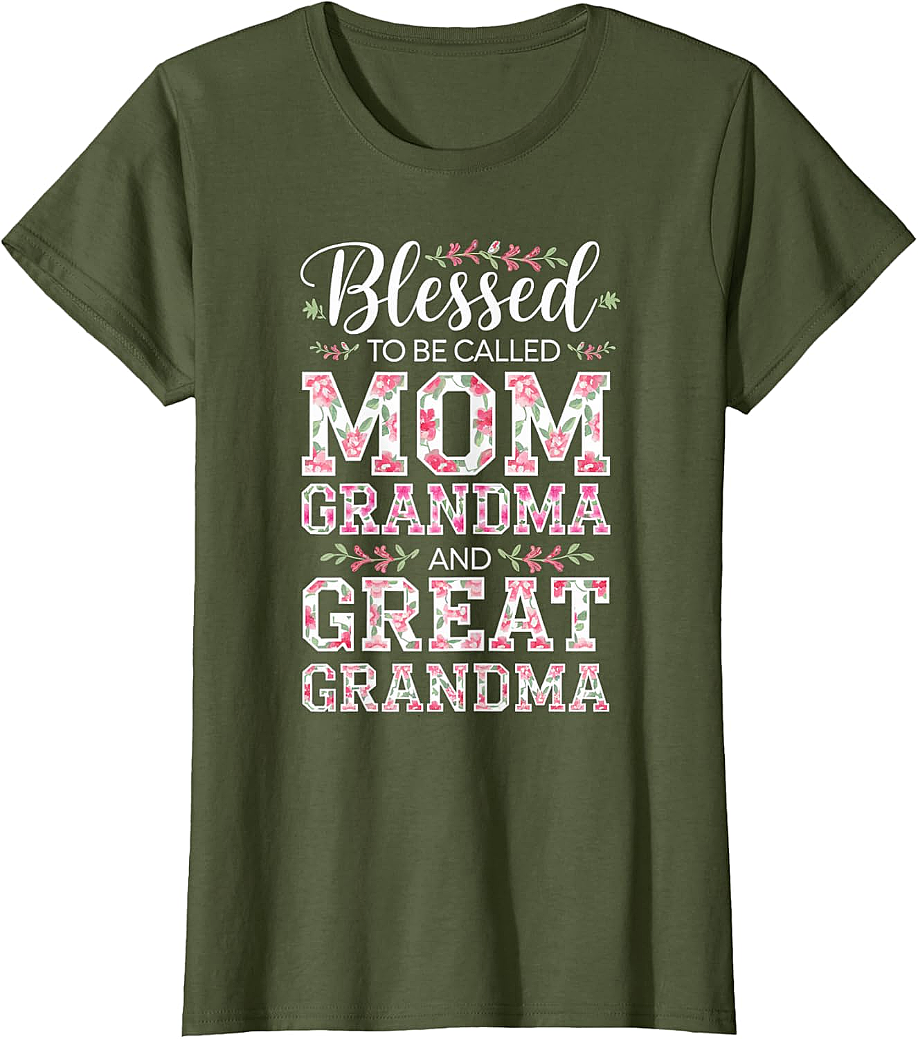  Blessed Mom Grandma Great Grandma T-Shirt Floral Gift Tee