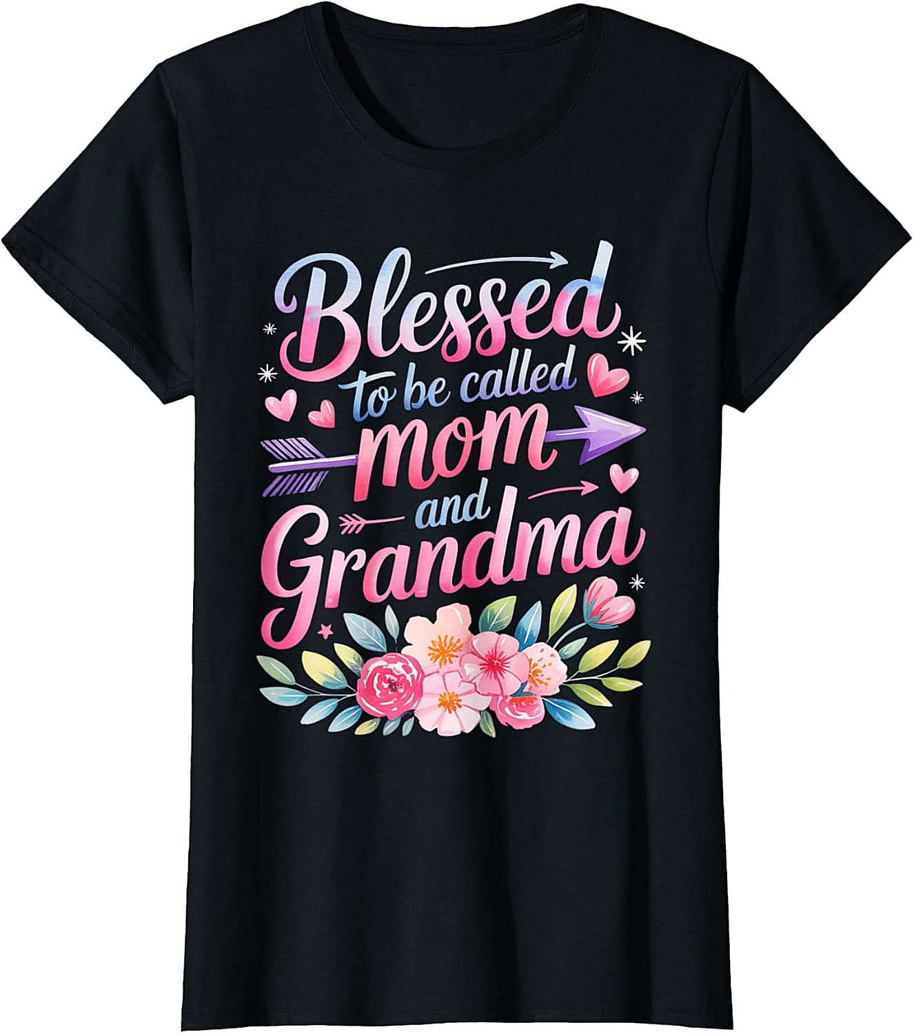 Blessed Mom and Grandma T-Shirt Floral Graphic Tee Gift