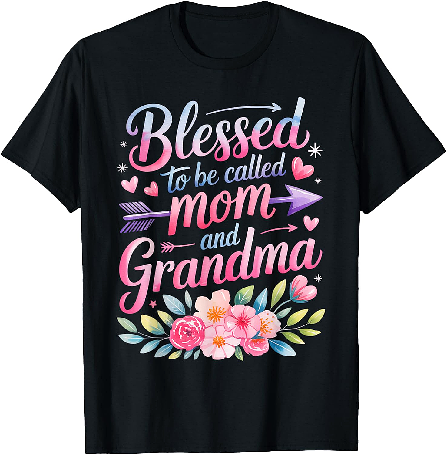 Blessed Mom and Grandma T-Shirt Floral Graphic Tee Gift