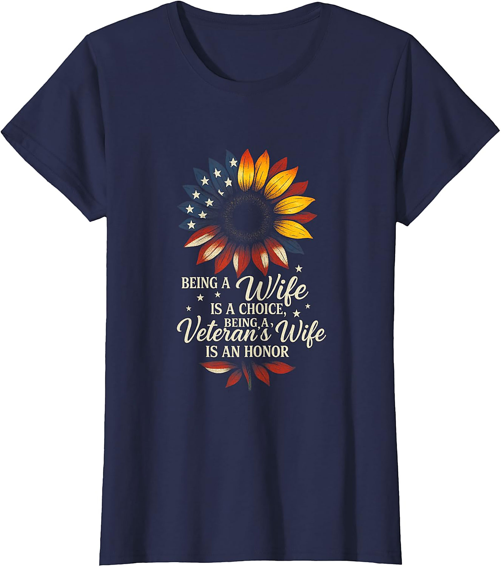 Veteran's Wife Honor Sunflower Patriotic T-shirt