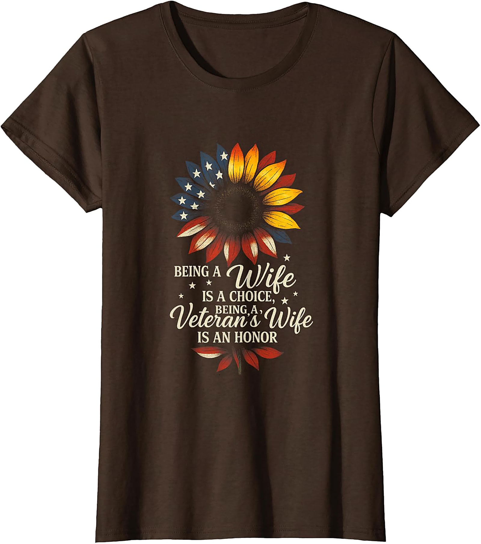 Veteran's Wife Honor Sunflower Patriotic T-shirt