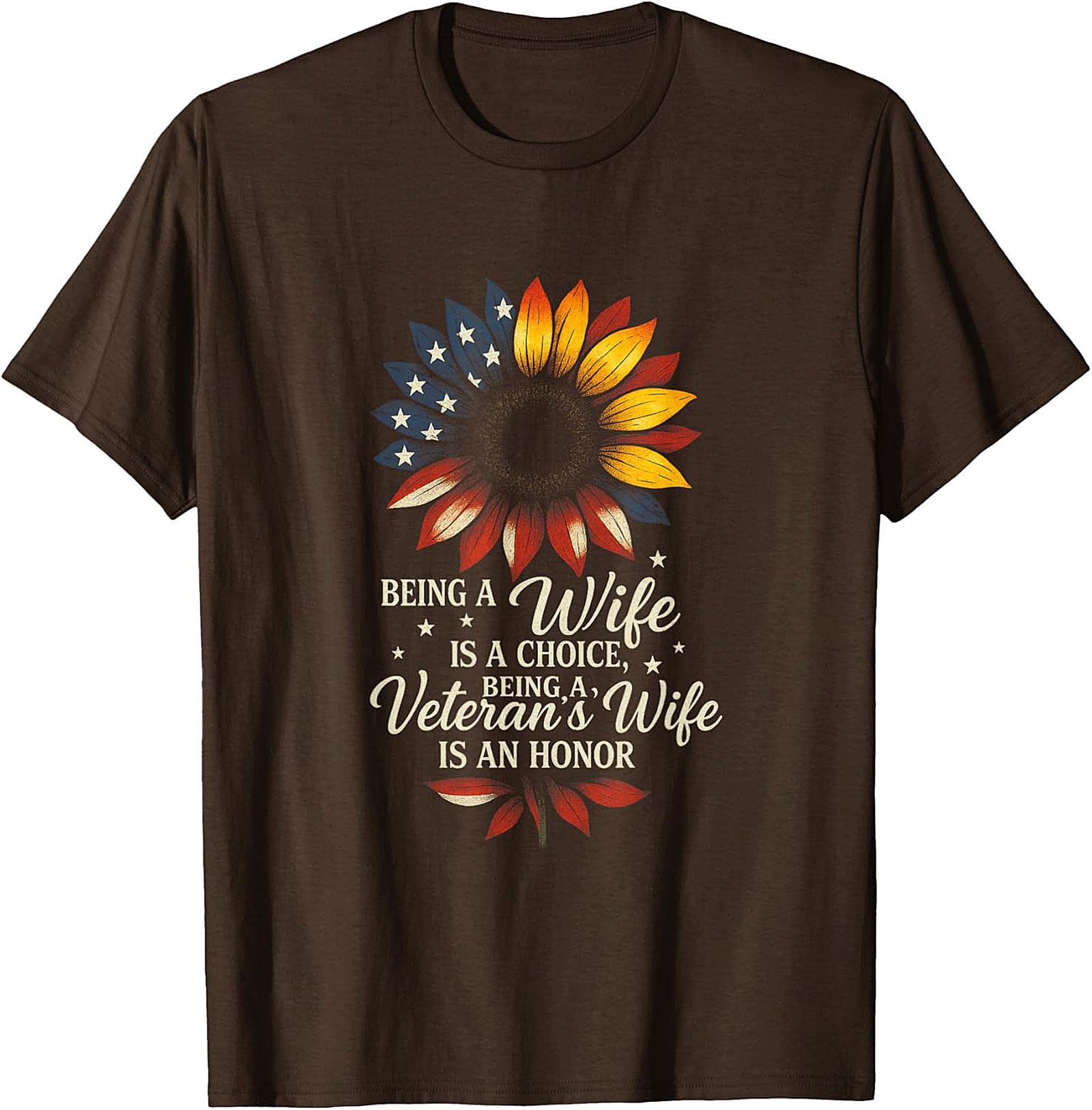 Veteran's Wife Honor Sunflower Patriotic T-shirt