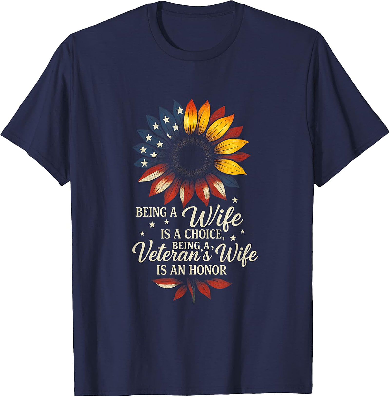 Veteran's Wife Honor Sunflower Patriotic T-shirt