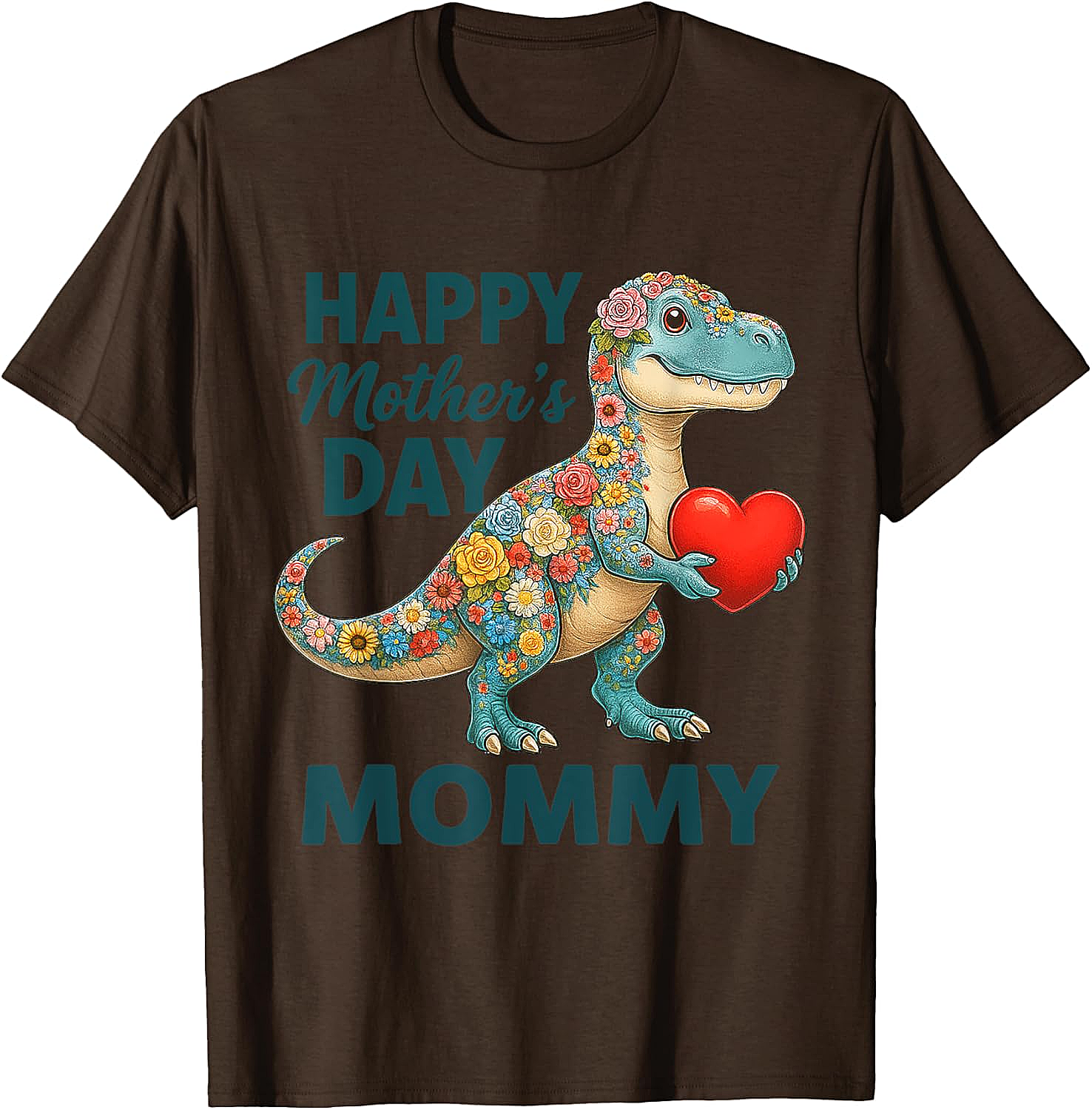 Floral T-Rex Mother's Day T-Shirt Cute Mommy Graphic Tee