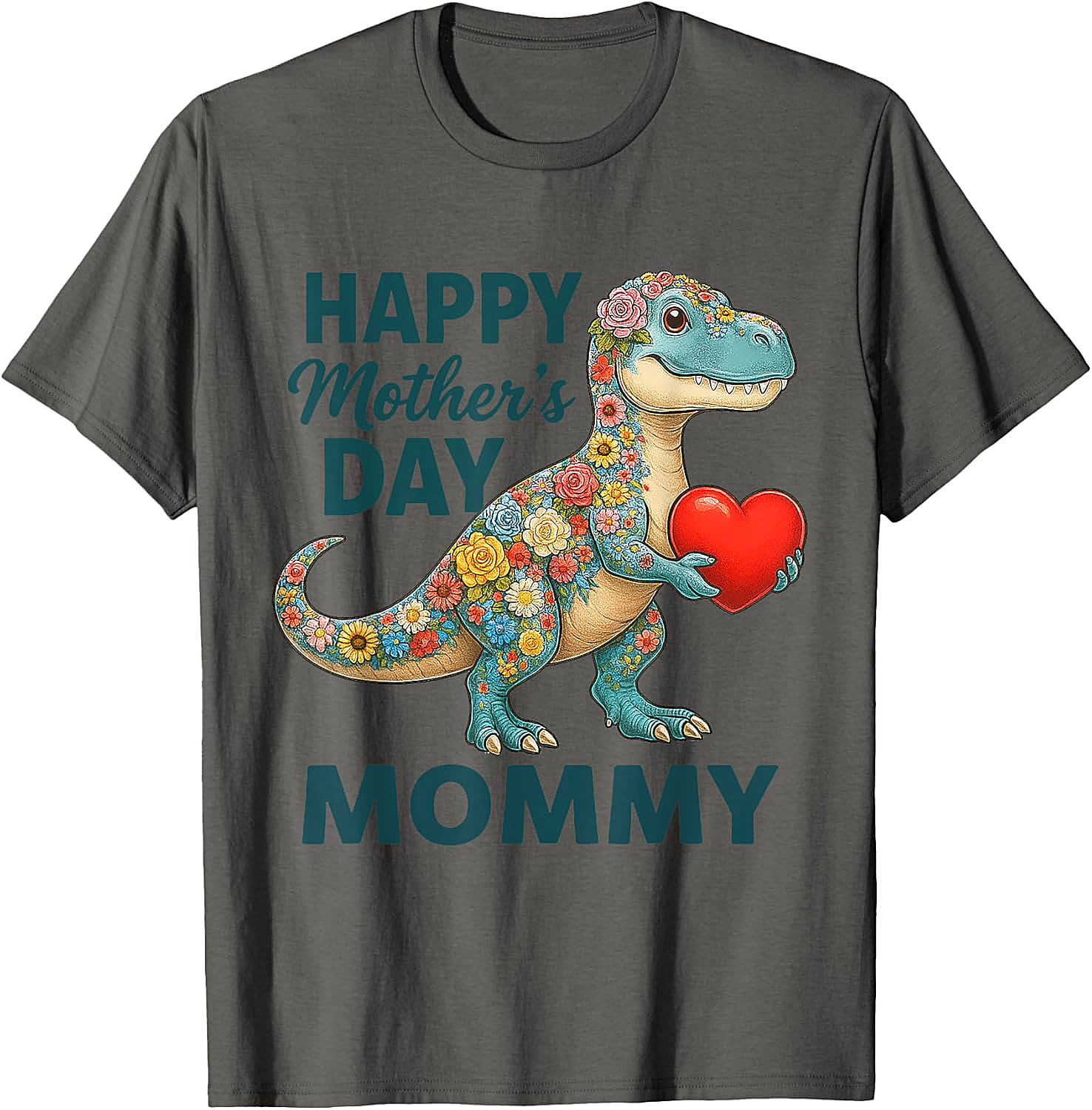 Floral T-Rex Mother's Day T-Shirt Cute Mommy Graphic Tee