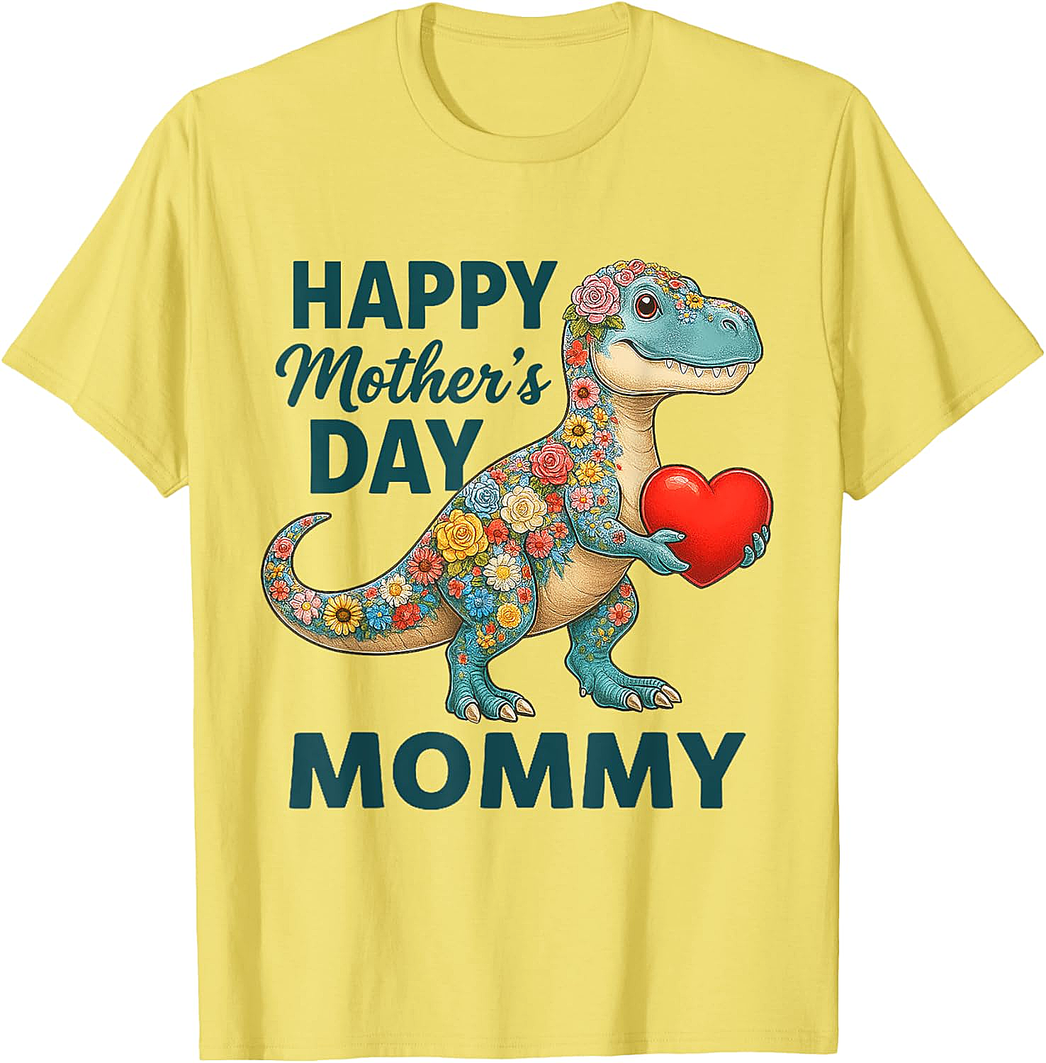 Floral T-Rex Mother's Day T-Shirt Cute Mommy Graphic Tee