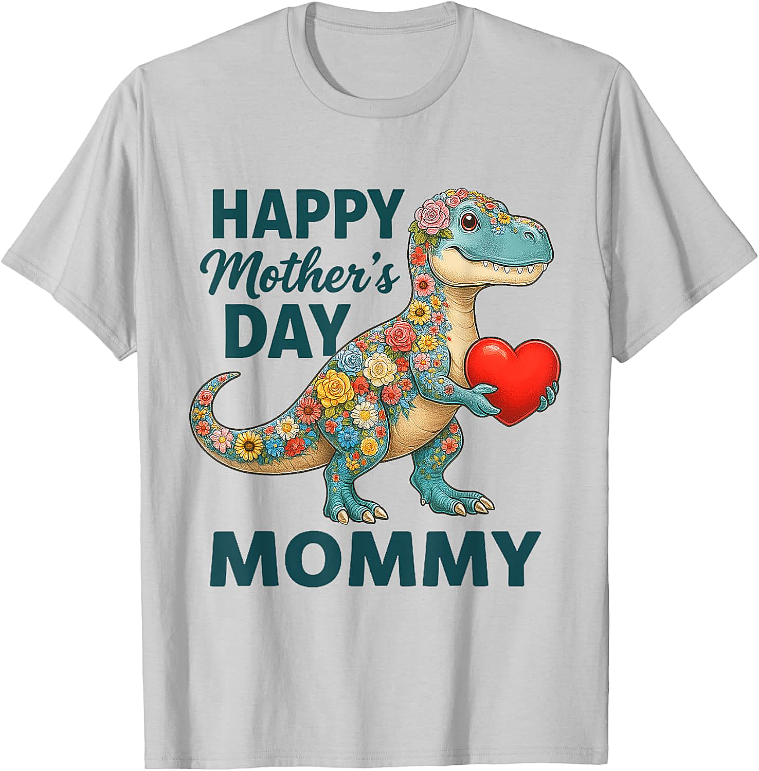 Floral T-Rex Mother's Day T-Shirt Cute Mommy Graphic Tee