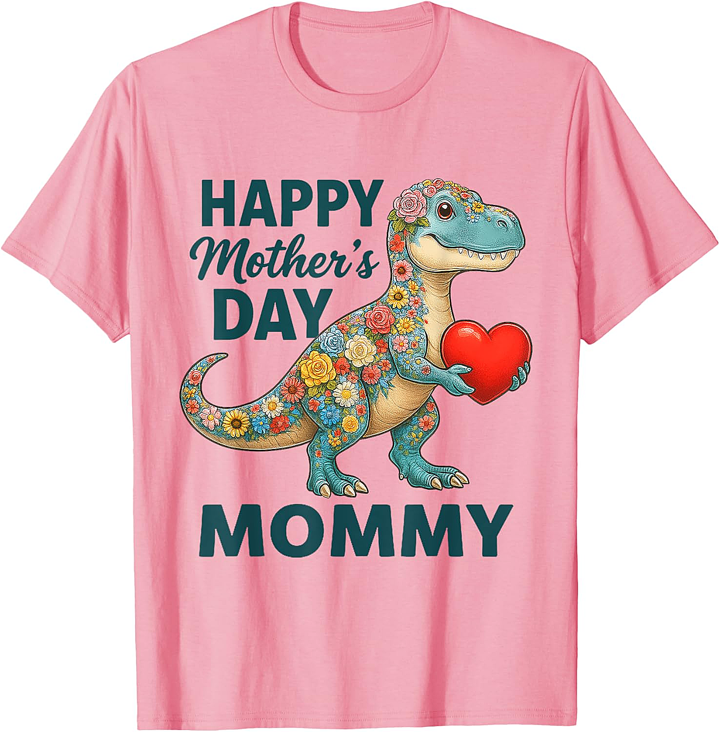 Floral T-Rex Mother's Day T-Shirt Cute Mommy Graphic Tee