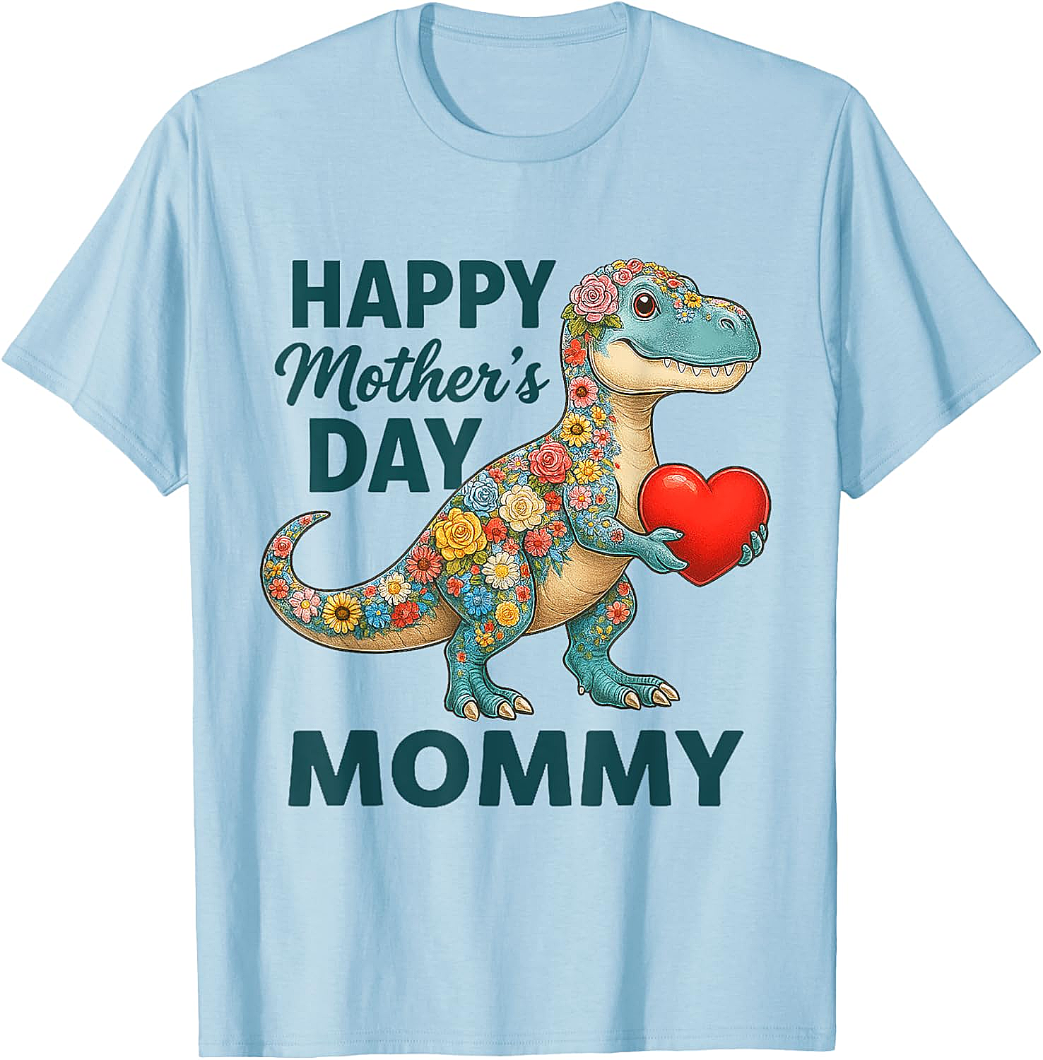 Floral T-Rex Mother's Day T-Shirt Cute Mommy Graphic Tee