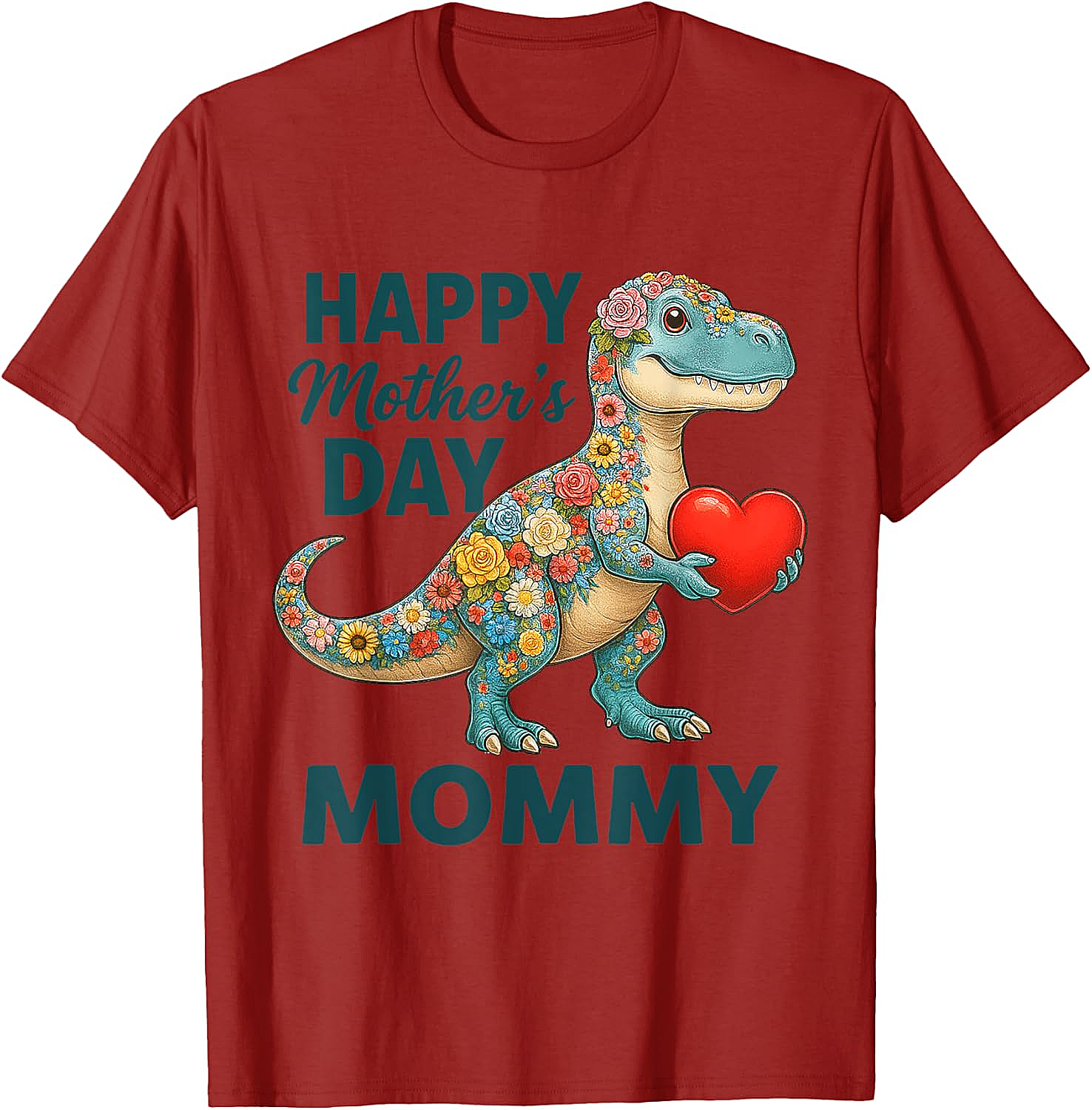 Floral T-Rex Mother's Day T-Shirt Cute Mommy Graphic Tee