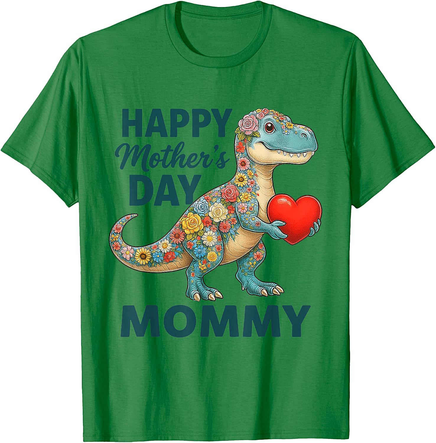 Floral T-Rex Mother's Day T-Shirt Cute Mommy Graphic Tee