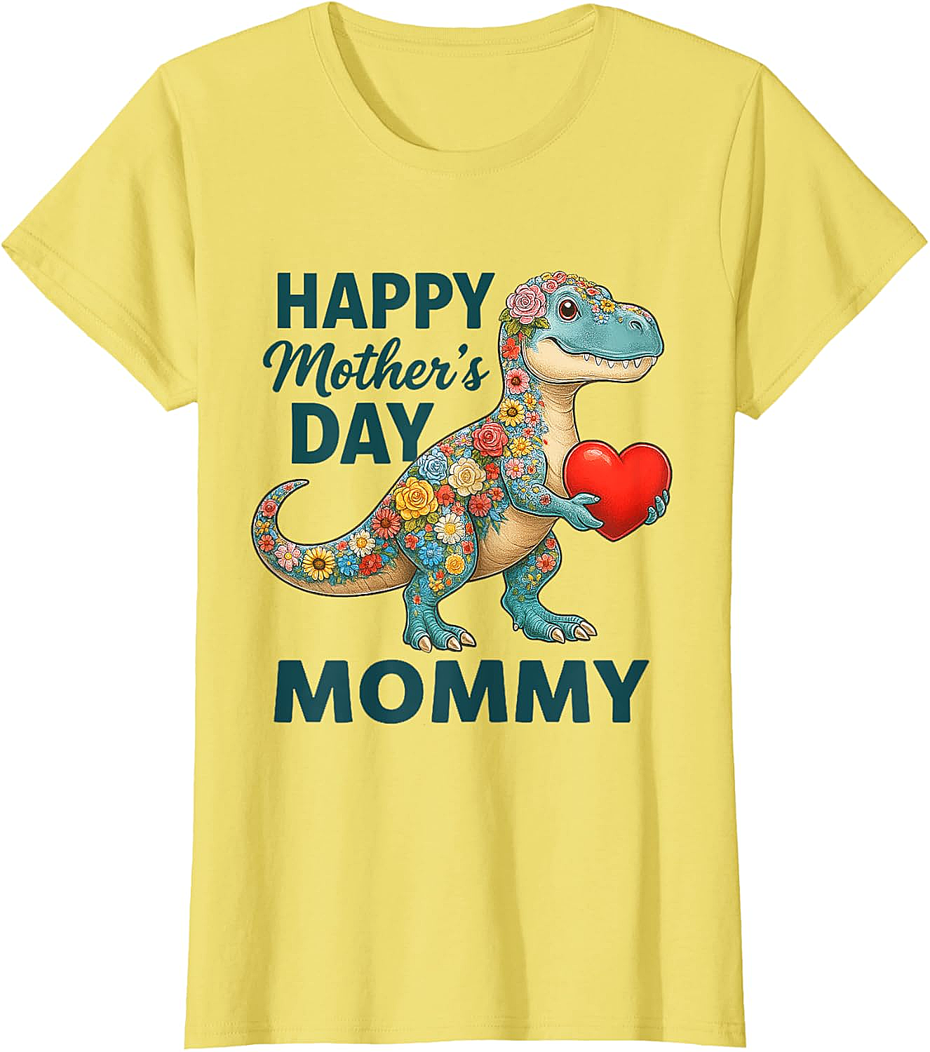 Floral T-Rex Mother's Day T-Shirt Cute Mommy Graphic Tee