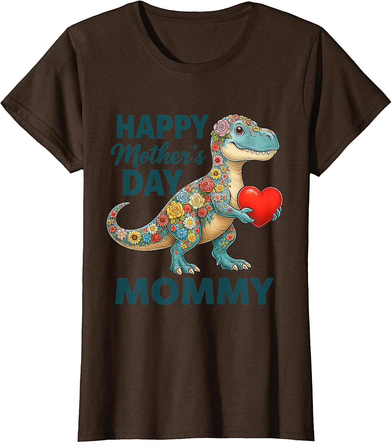 Floral T-Rex Mother's Day T-Shirt Cute Mommy Graphic Tee