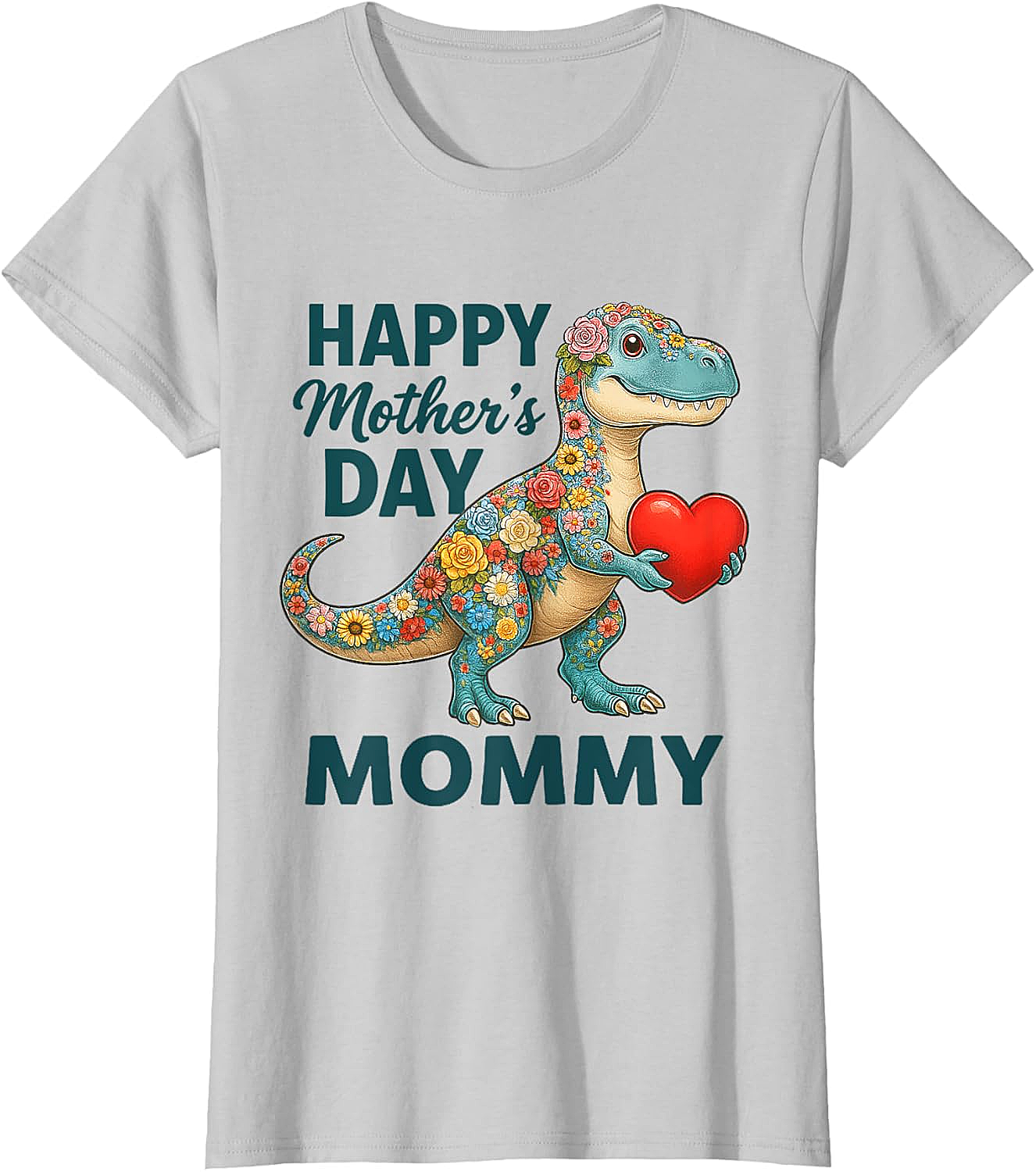 Floral T-Rex Mother's Day T-Shirt Cute Mommy Graphic Tee