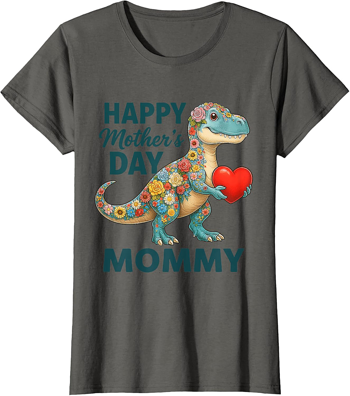 Floral T-Rex Mother's Day T-Shirt Cute Mommy Graphic Tee