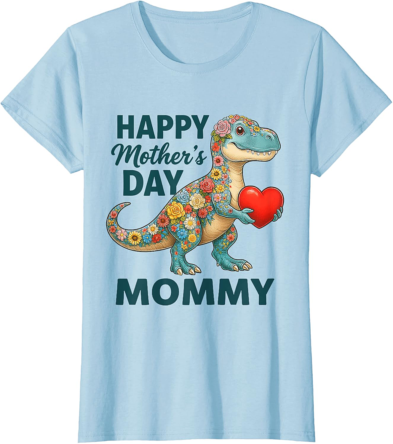 Floral T-Rex Mother's Day T-Shirt Cute Mommy Graphic Tee