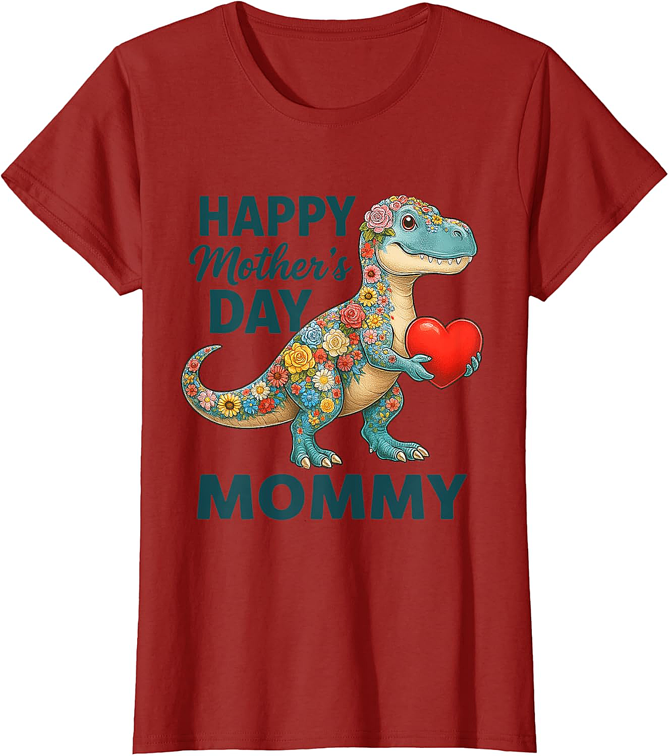 Floral T-Rex Mother's Day T-Shirt Cute Mommy Graphic Tee