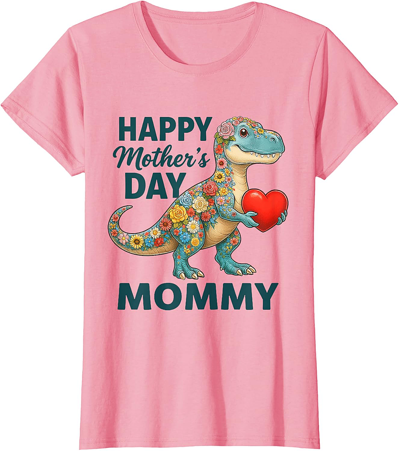 Floral T-Rex Mother's Day T-Shirt Cute Mommy Graphic Tee