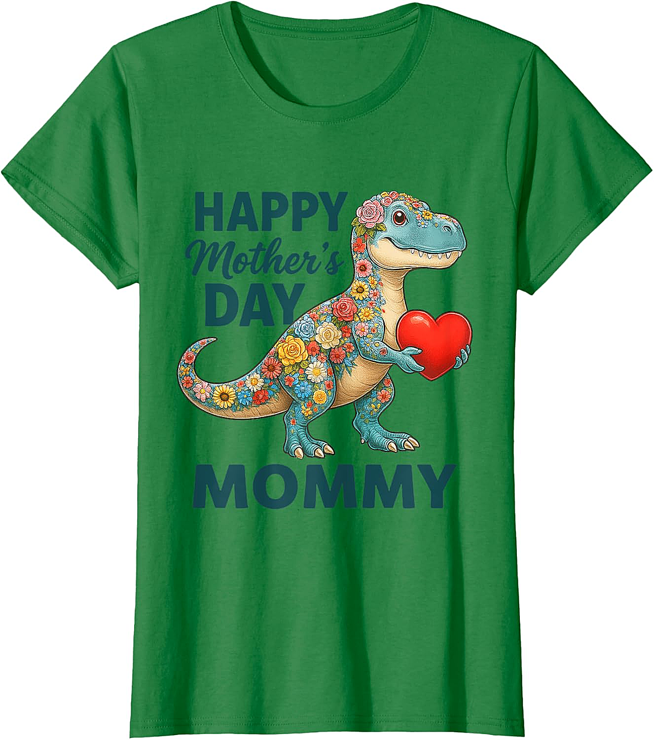 Floral T-Rex Mother's Day T-Shirt Cute Mommy Graphic Tee
