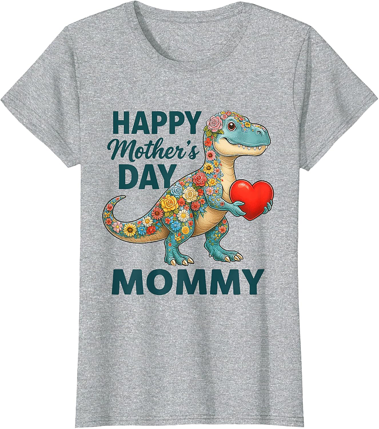 Floral T-Rex Mother's Day T-Shirt Cute Mommy Graphic Tee