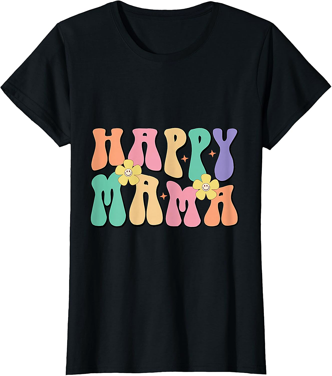 Retro Happy Mama T-Shirt Groovy Motherhood Graphic Tee