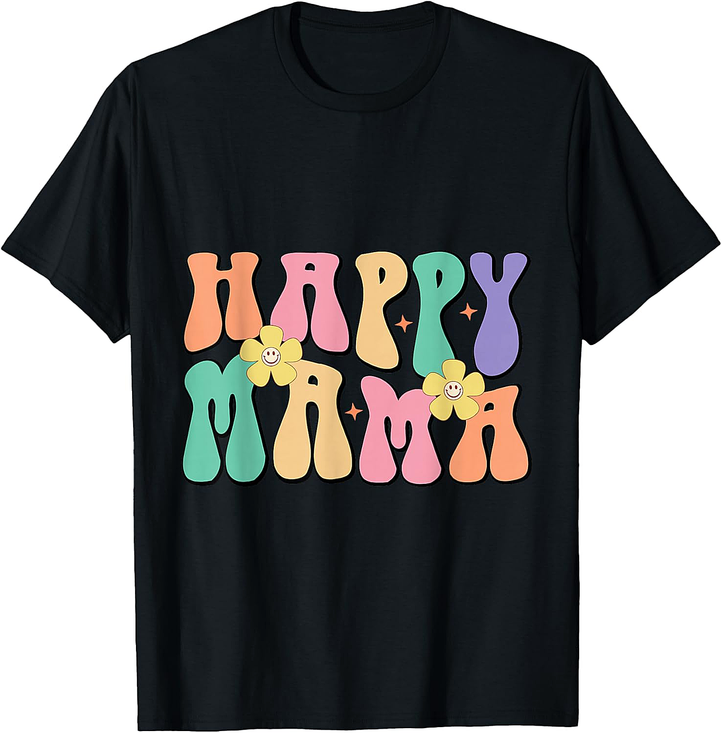 Retro Happy Mama T-Shirt Groovy Motherhood Graphic Tee