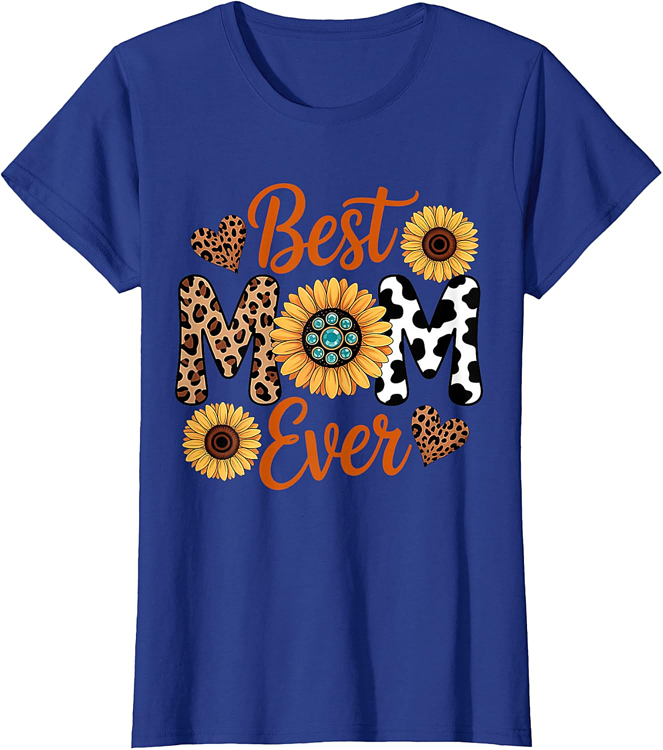 Best Mom Ever Sunflower Leopard T-Shirt Boho Western Tee