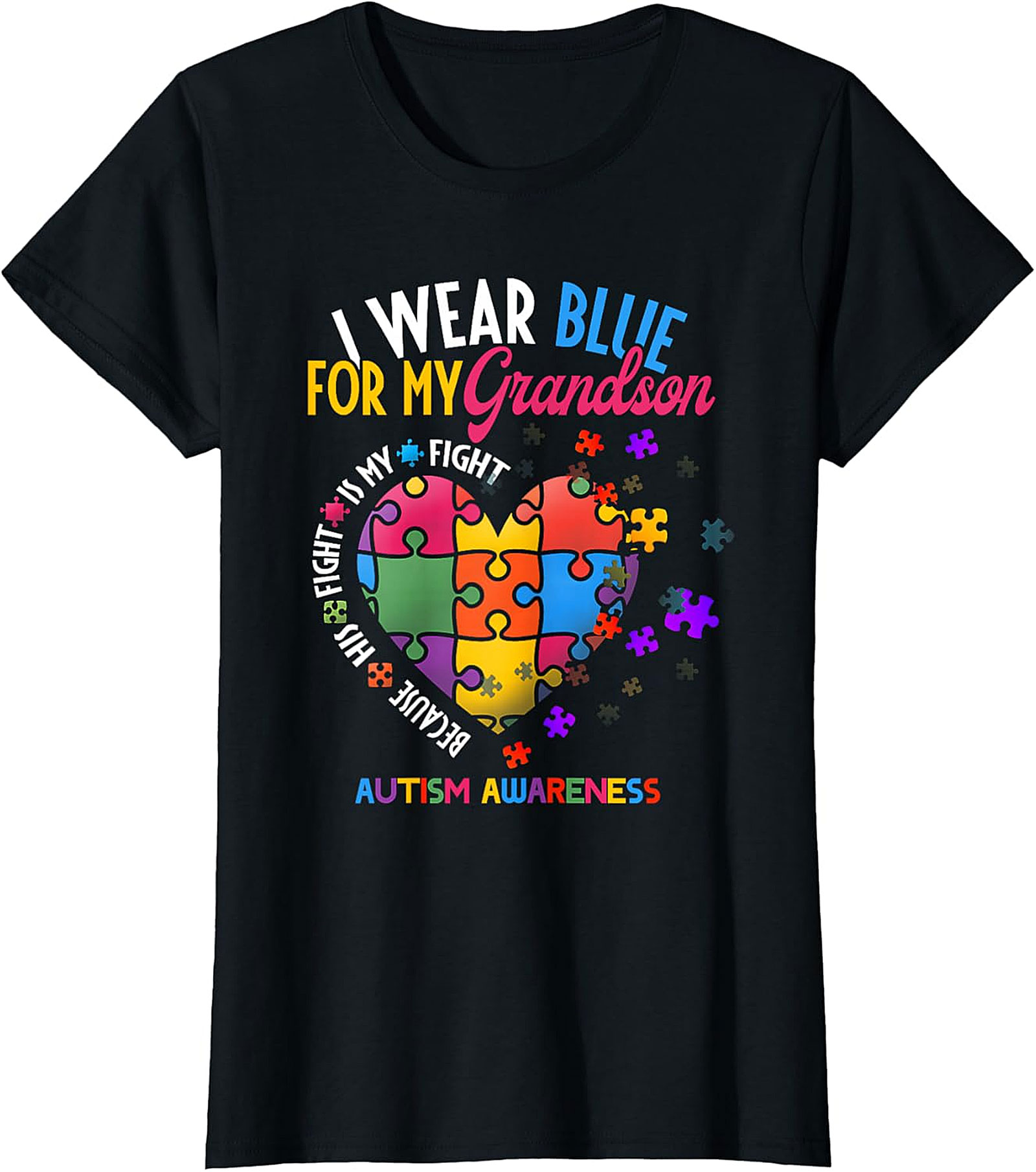 I Wear Blue For My Grandson Autism Awareness T-Shirt