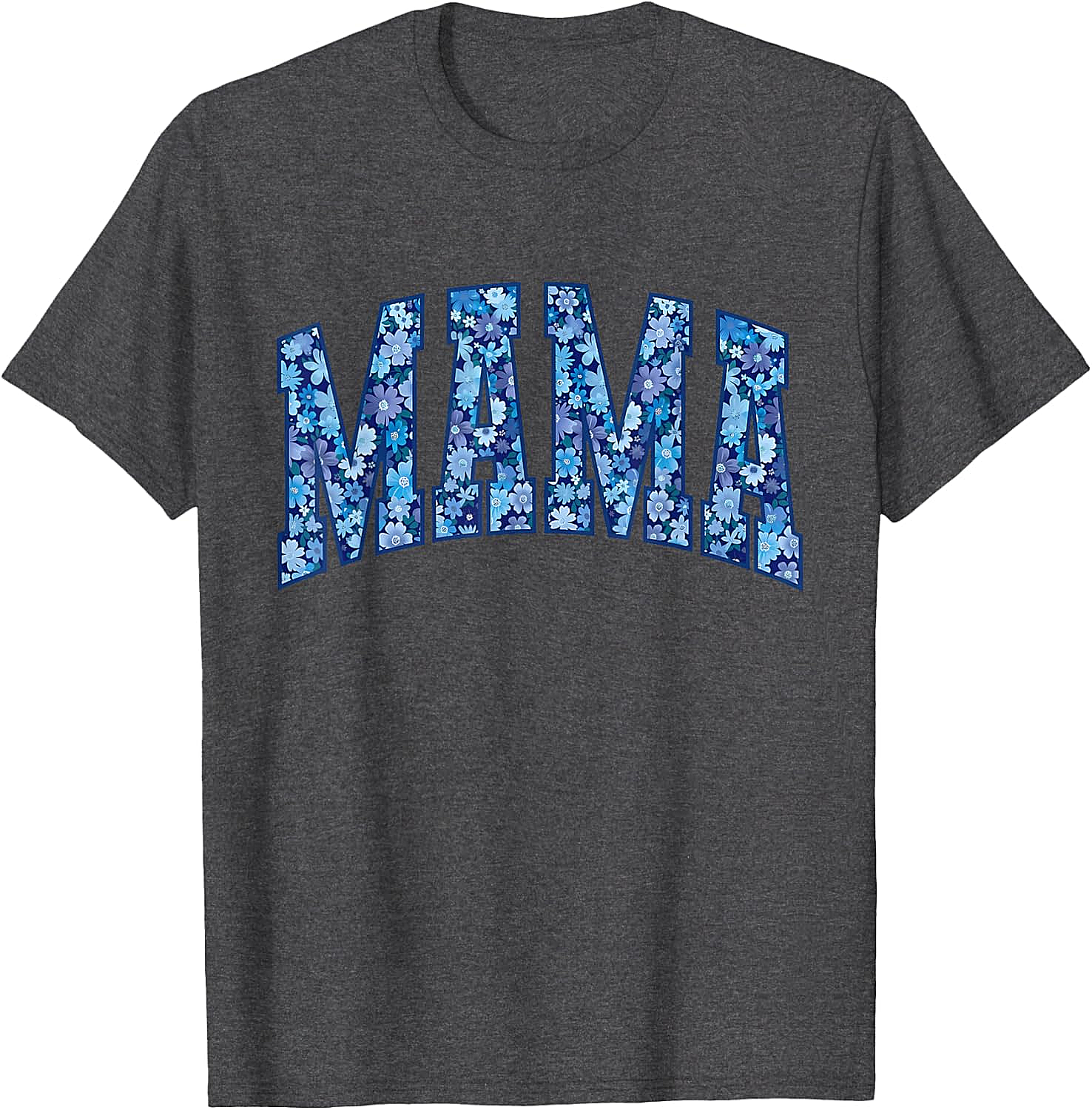 Mama Floral T-Shirt Blue Flower Graphic Tee for Moms