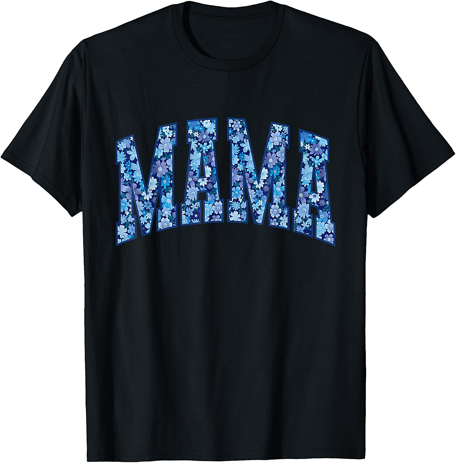 Mama Floral T-Shirt Blue Flower Graphic Tee for Moms