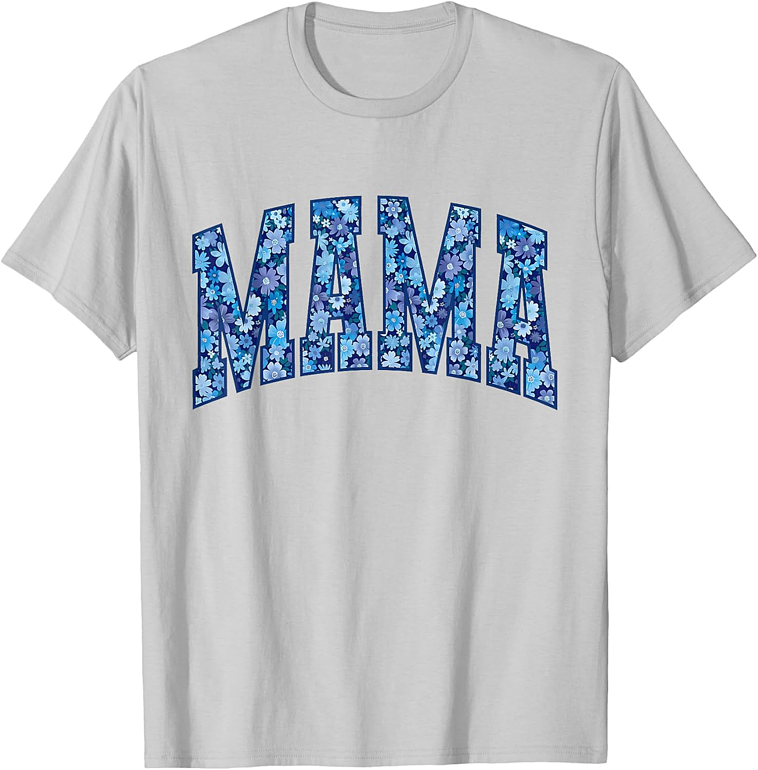 Mama Floral T-Shirt Blue Flower Graphic Tee for Moms