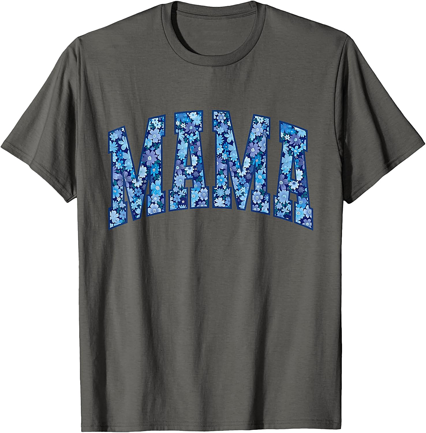 Mama Floral T-Shirt Blue Flower Graphic Tee for Moms
