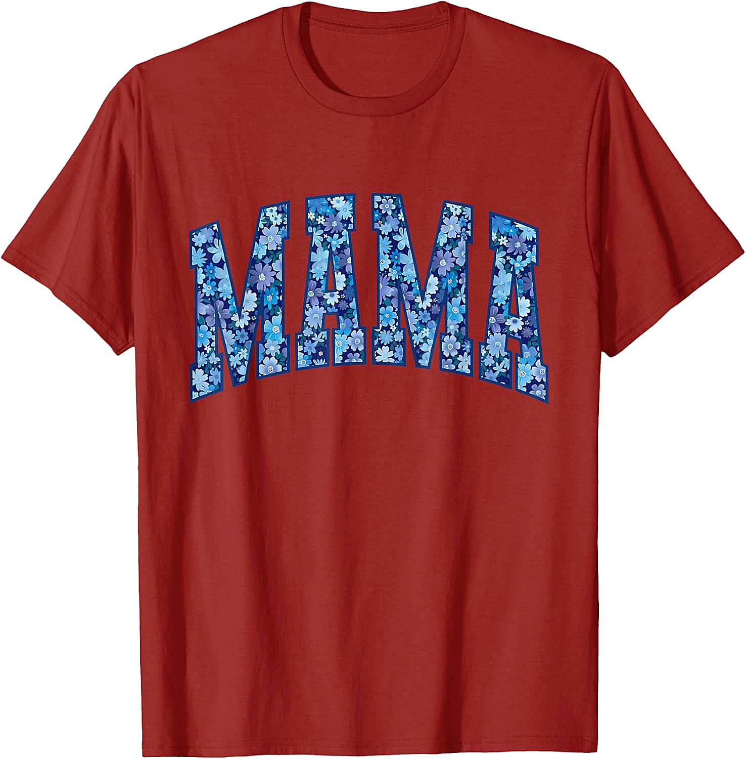 Mama Floral T-Shirt Blue Flower Graphic Tee for Moms