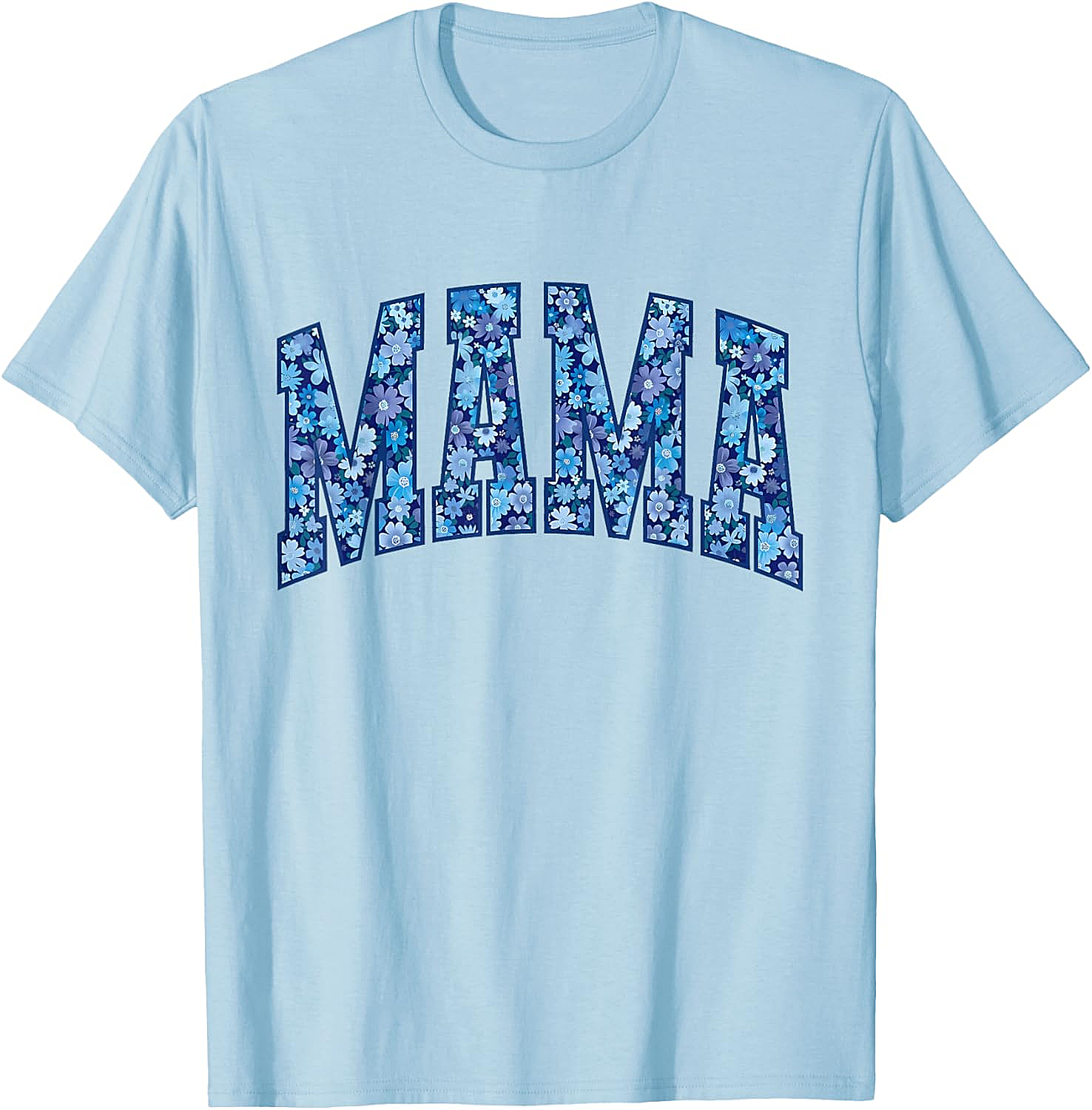Mama Floral T-Shirt Blue Flower Graphic Tee for Moms