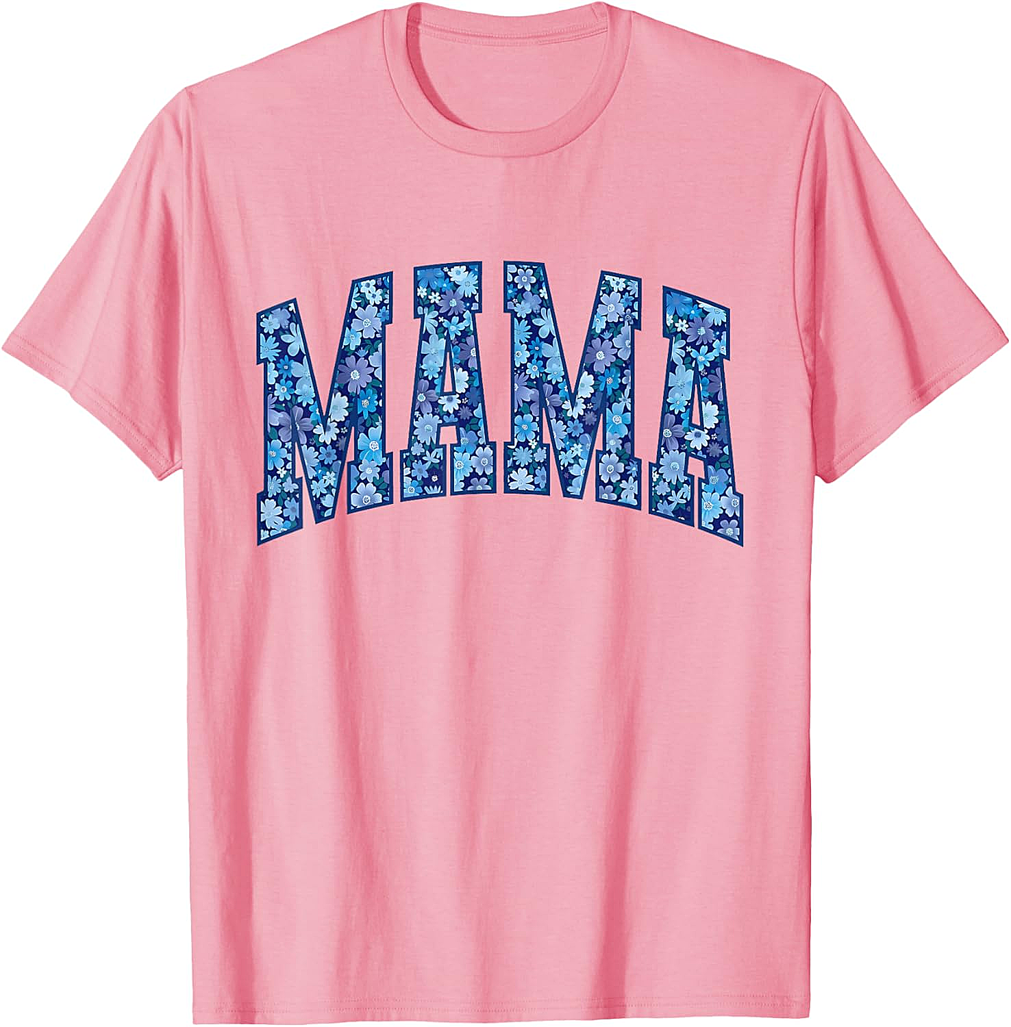 Mama Floral T-Shirt Blue Flower Graphic Tee for Moms