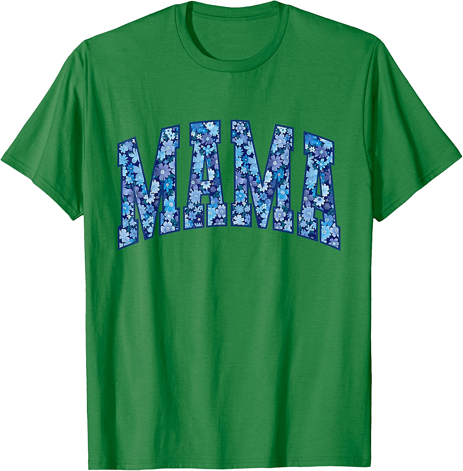 Mama Floral T-Shirt Blue Flower Graphic Tee for Moms