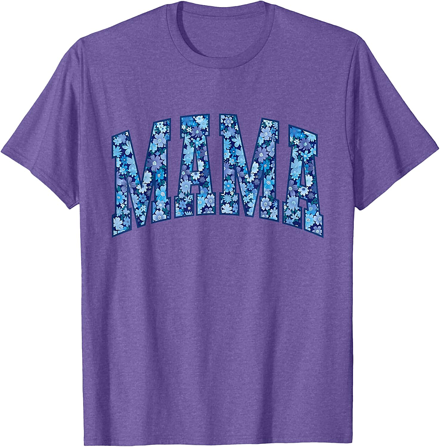 Mama Floral T-Shirt Blue Flower Graphic Tee for Moms
