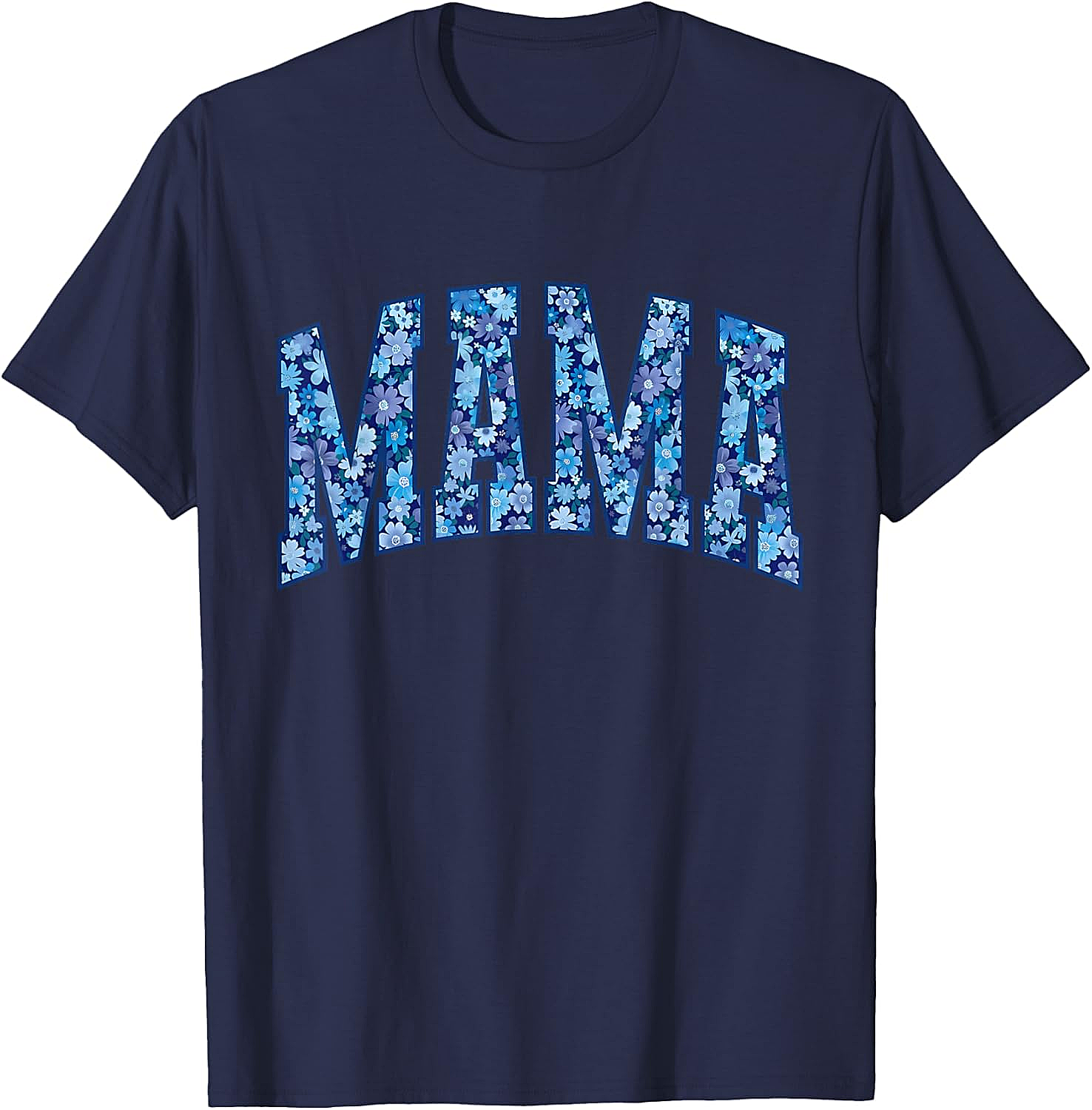 Mama Floral T-Shirt Blue Flower Graphic Tee for Moms