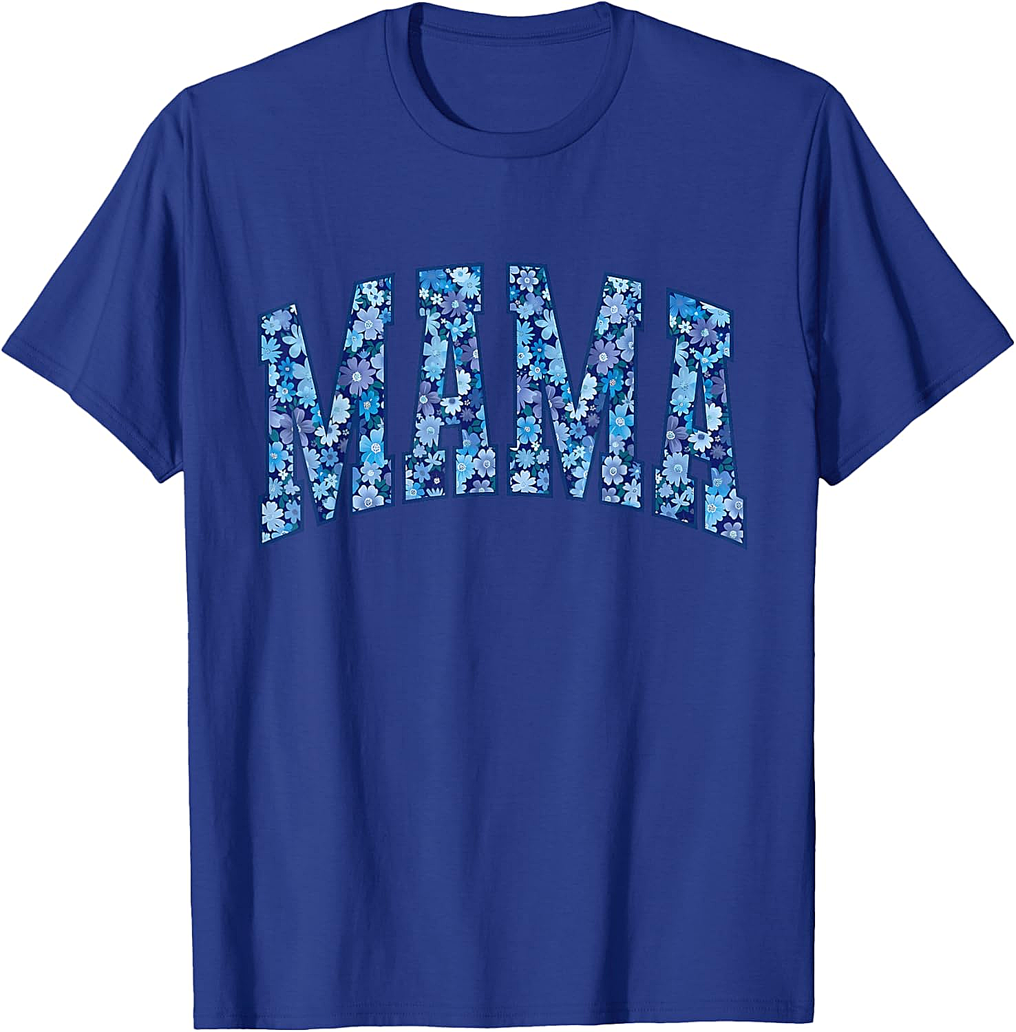 Mama Floral T-Shirt Blue Flower Graphic Tee for Moms
