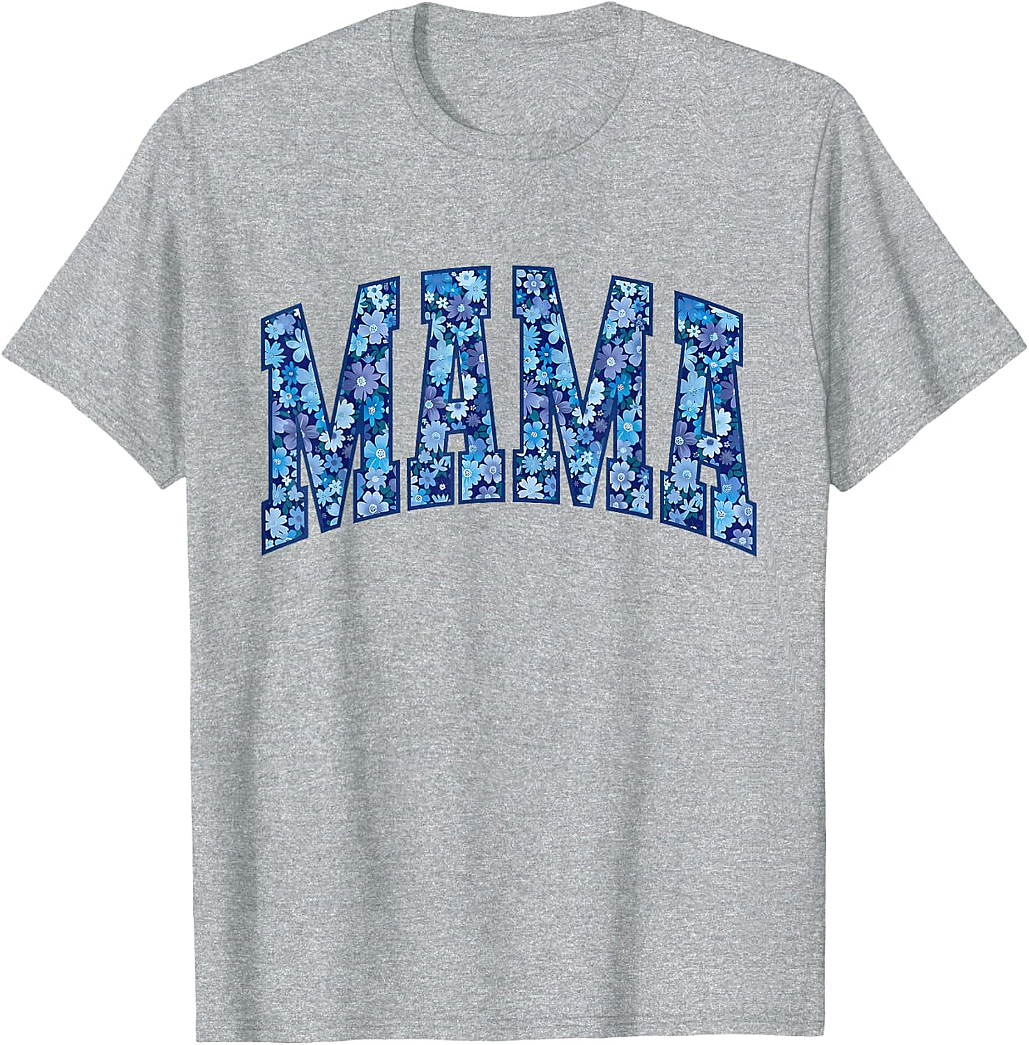 Mama Floral T-Shirt Blue Flower Graphic Tee for Moms