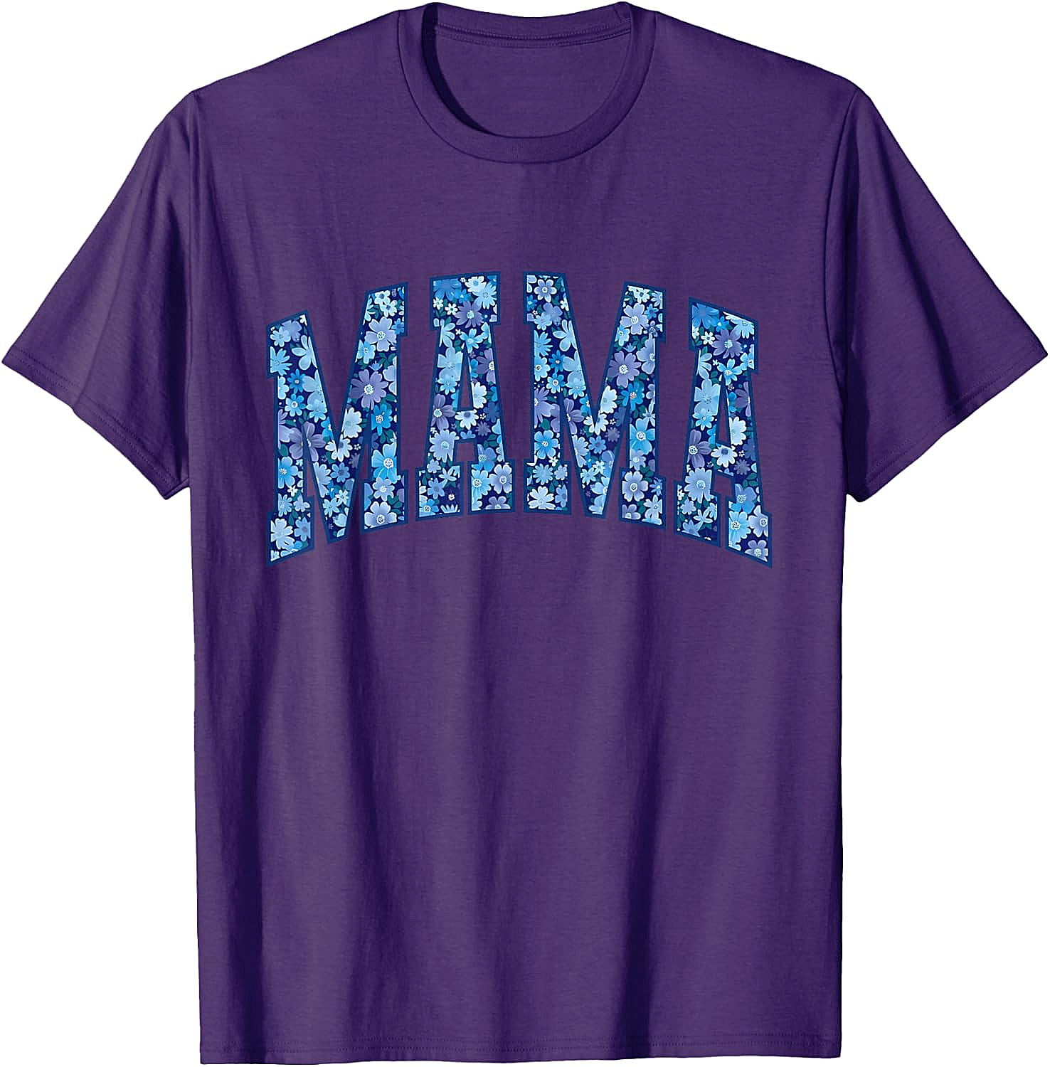 Mama Floral T-Shirt Blue Flower Graphic Tee for Moms