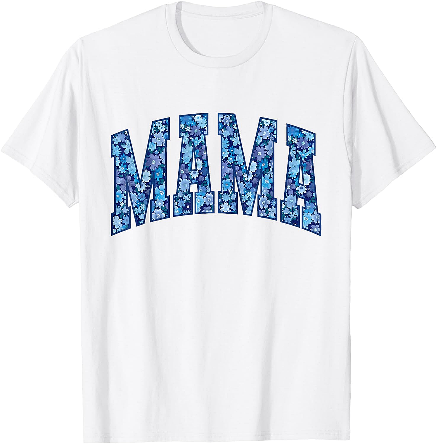 Mama Floral T-Shirt Blue Flower Graphic Tee for Moms