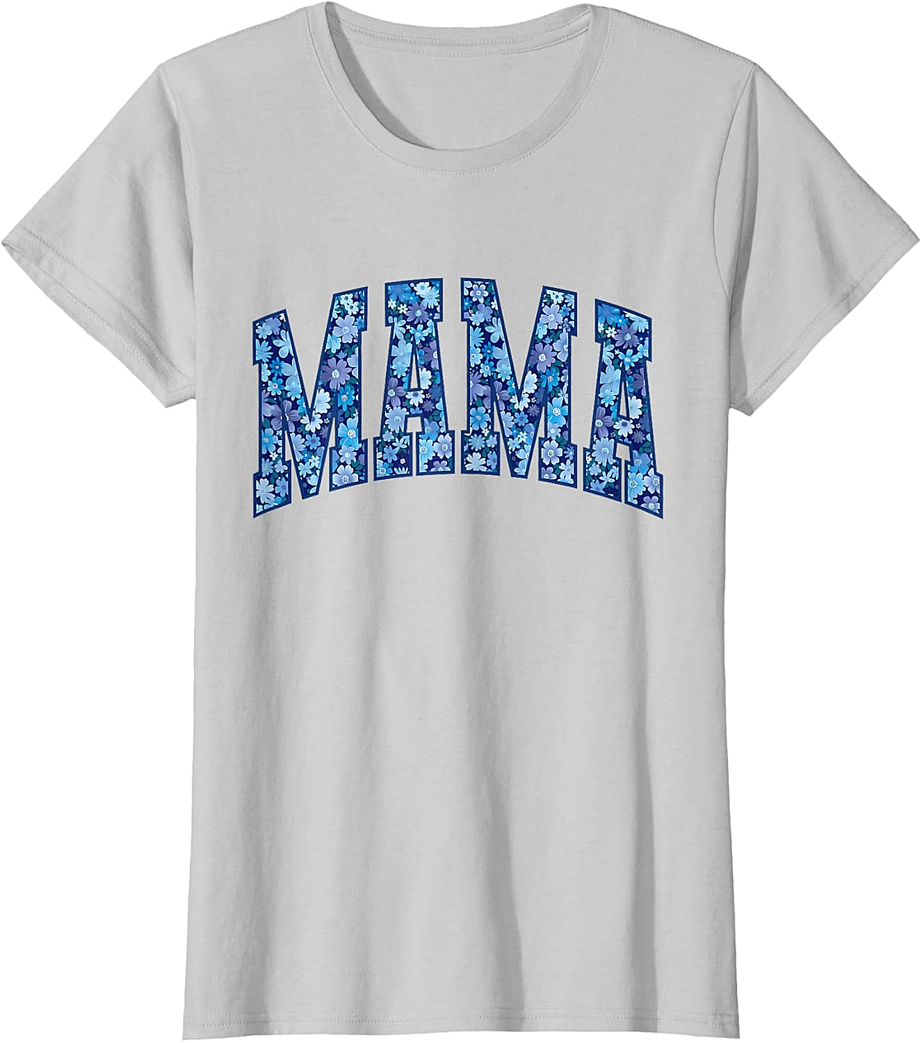 Mama Floral T-Shirt Blue Flower Graphic Tee for Moms