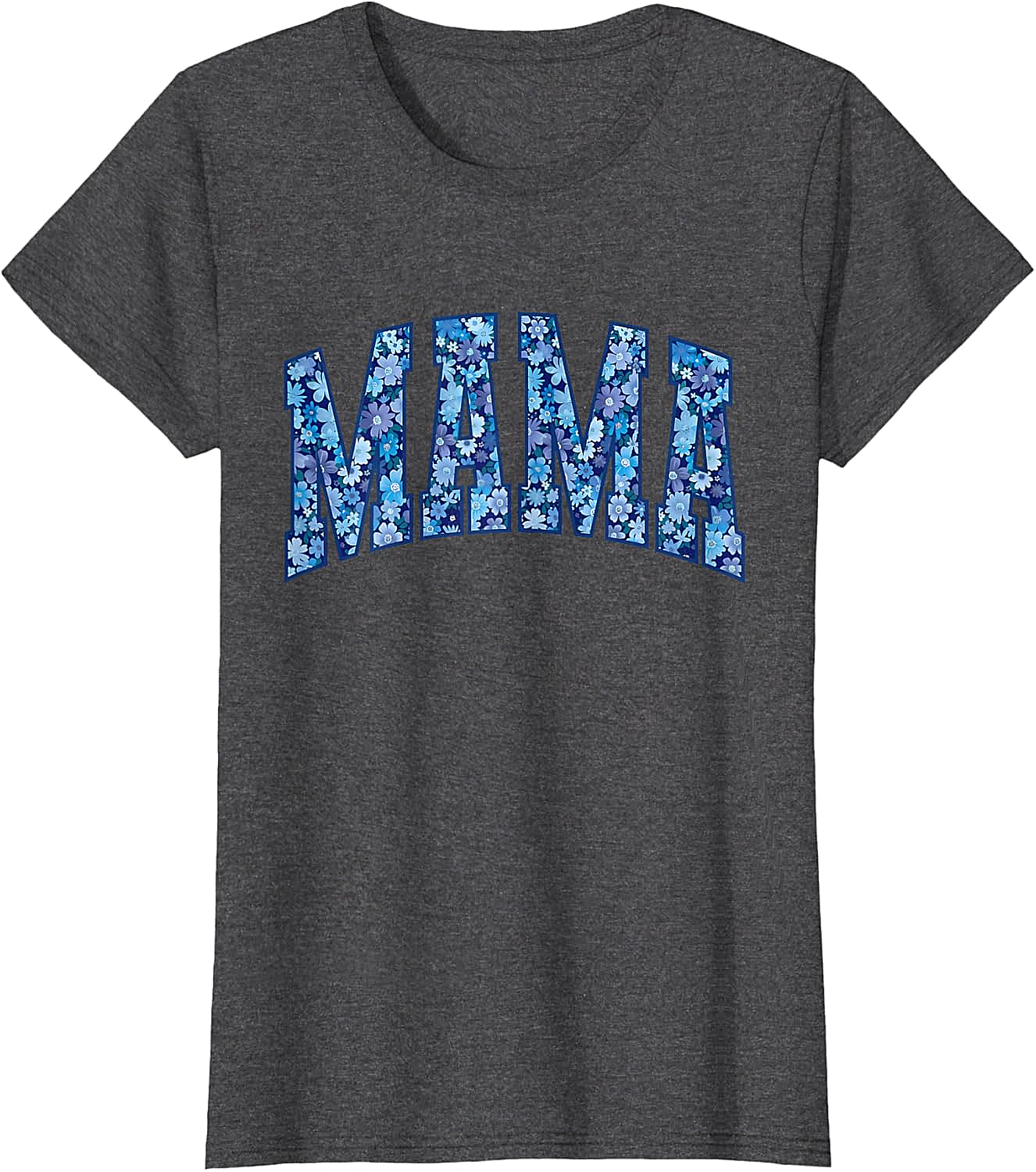Mama Floral T-Shirt Blue Flower Graphic Tee for Moms