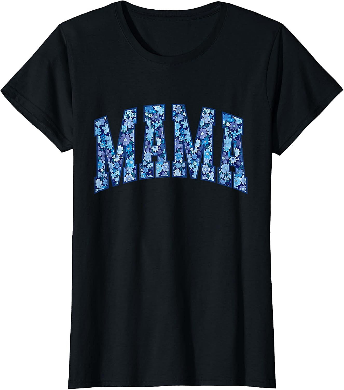 Mama Floral T-Shirt Blue Flower Graphic Tee for Moms