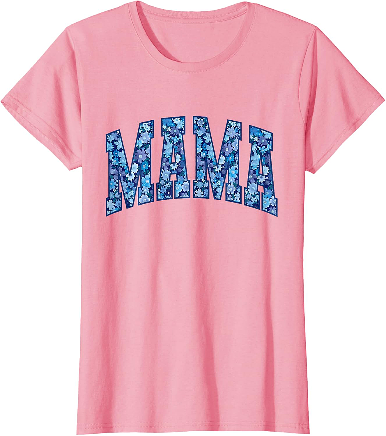 Mama Floral T-Shirt Blue Flower Graphic Tee for Moms