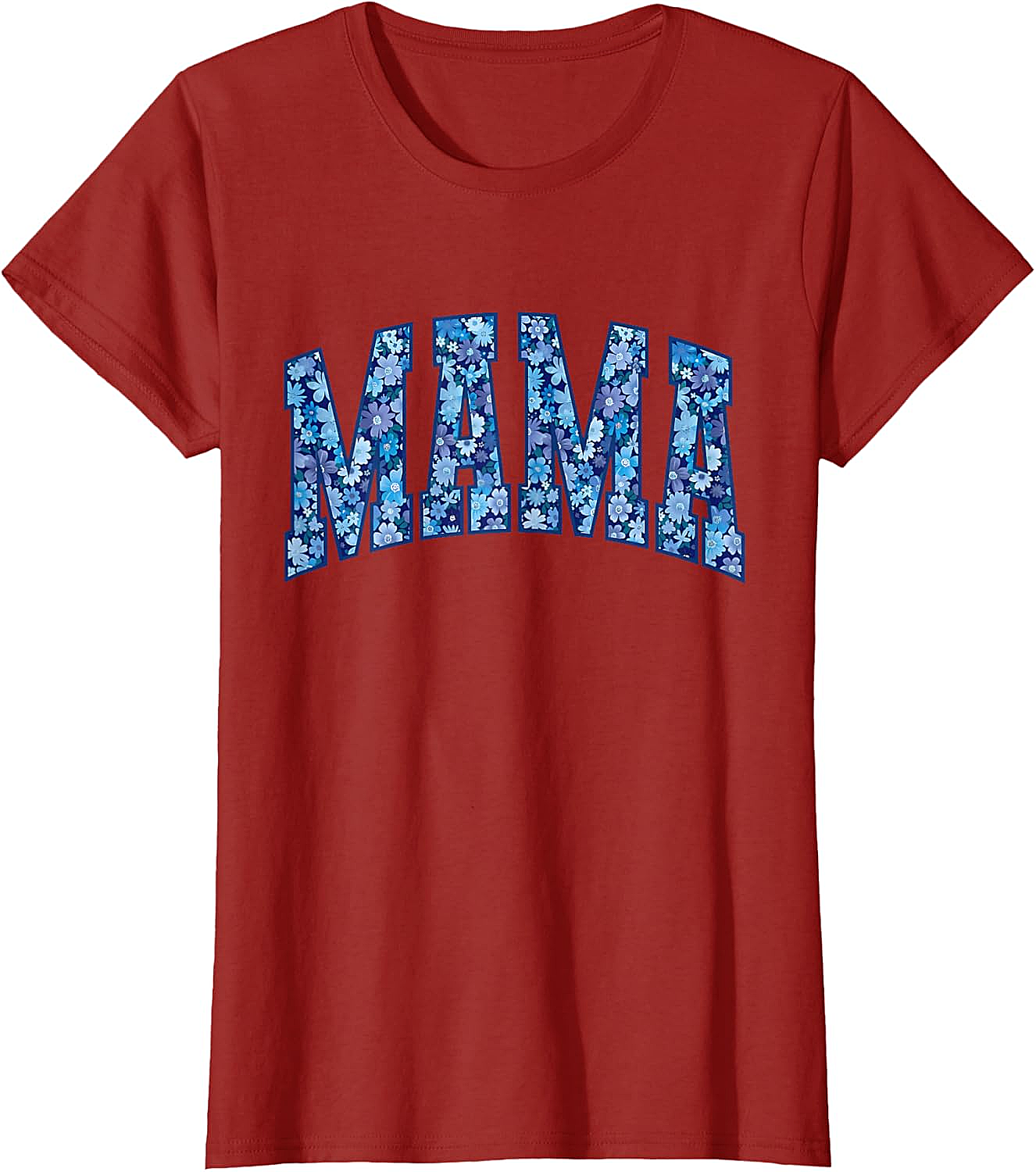 Mama Floral T-Shirt Blue Flower Graphic Tee for Moms
