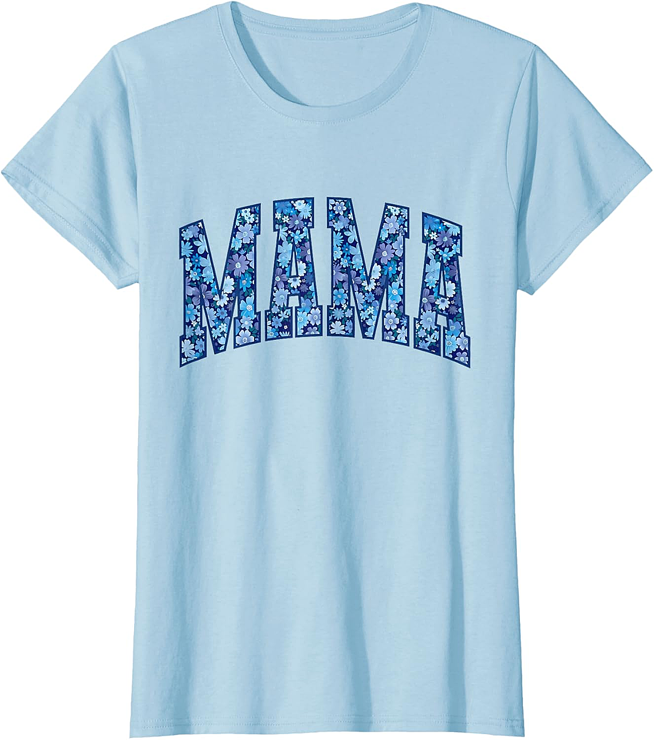Mama Floral T-Shirt Blue Flower Graphic Tee for Moms