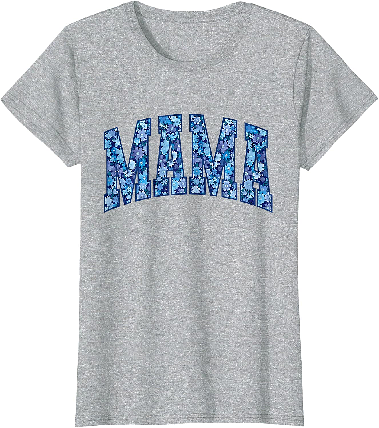 Mama Floral T-Shirt Blue Flower Graphic Tee for Moms