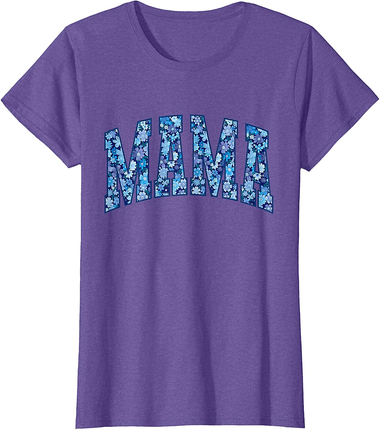 Mama Floral T-Shirt Blue Flower Graphic Tee for Moms